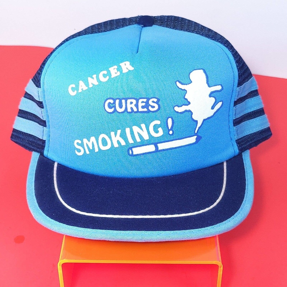 Vintage CANCER CURES SMOKING trucker hat/cap mesh snapback